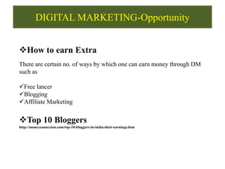 Digital Marketing Salaries in India
Digital Marketing Executive
0 to 2 years experience (1.5 to 2.5 lakh/Annum)
Digital Ma...