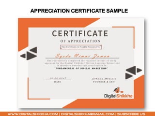 APPRECIATION CERTIFICATE SAMPLE
 