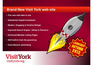 Brand New Visit York web site
• Five new web sites in one

• Substantial Capital Investment

• Modern, Engaging & Intuitiv...