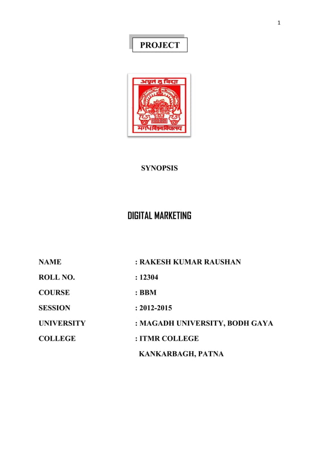 Digital Marketing Latest Project Report PDF