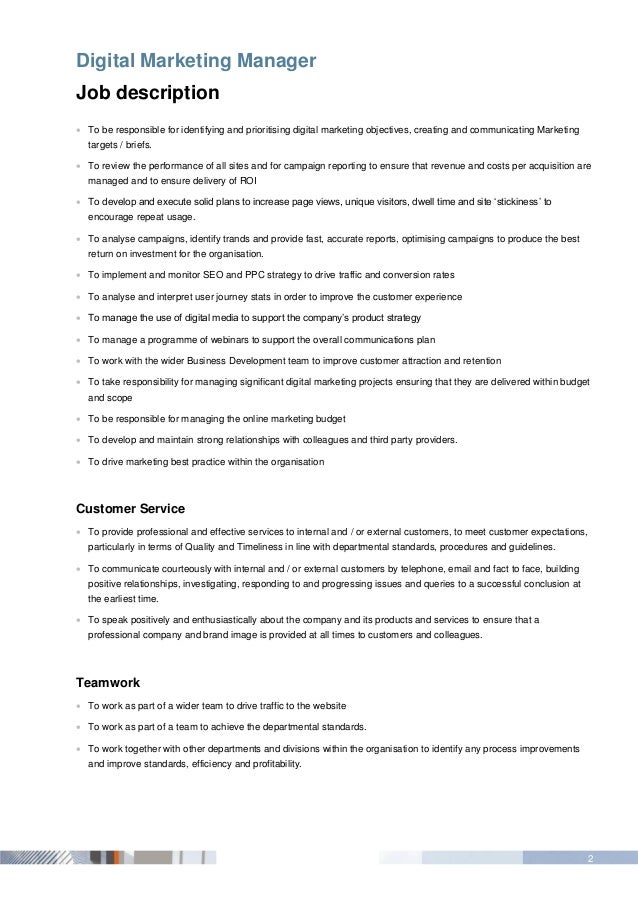 email marketing manager job description