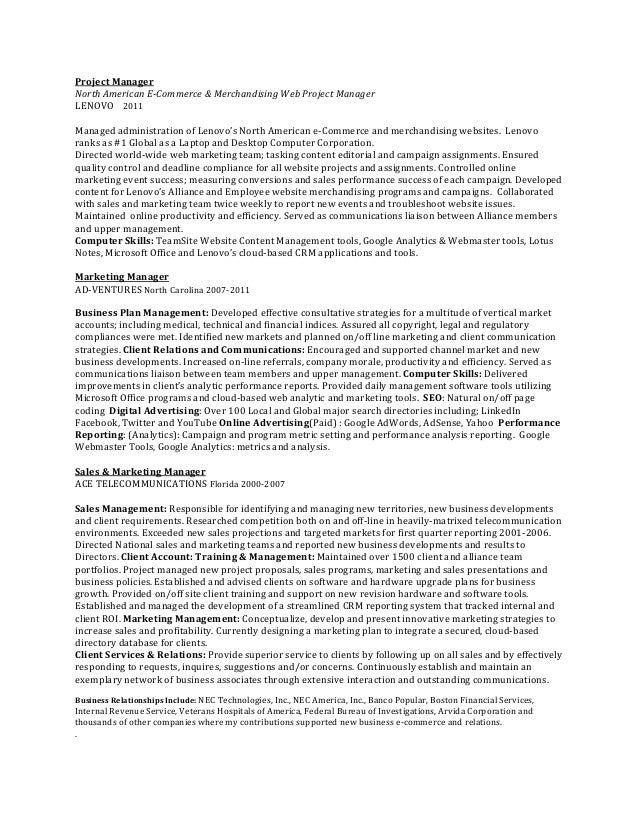 business marketing resumes