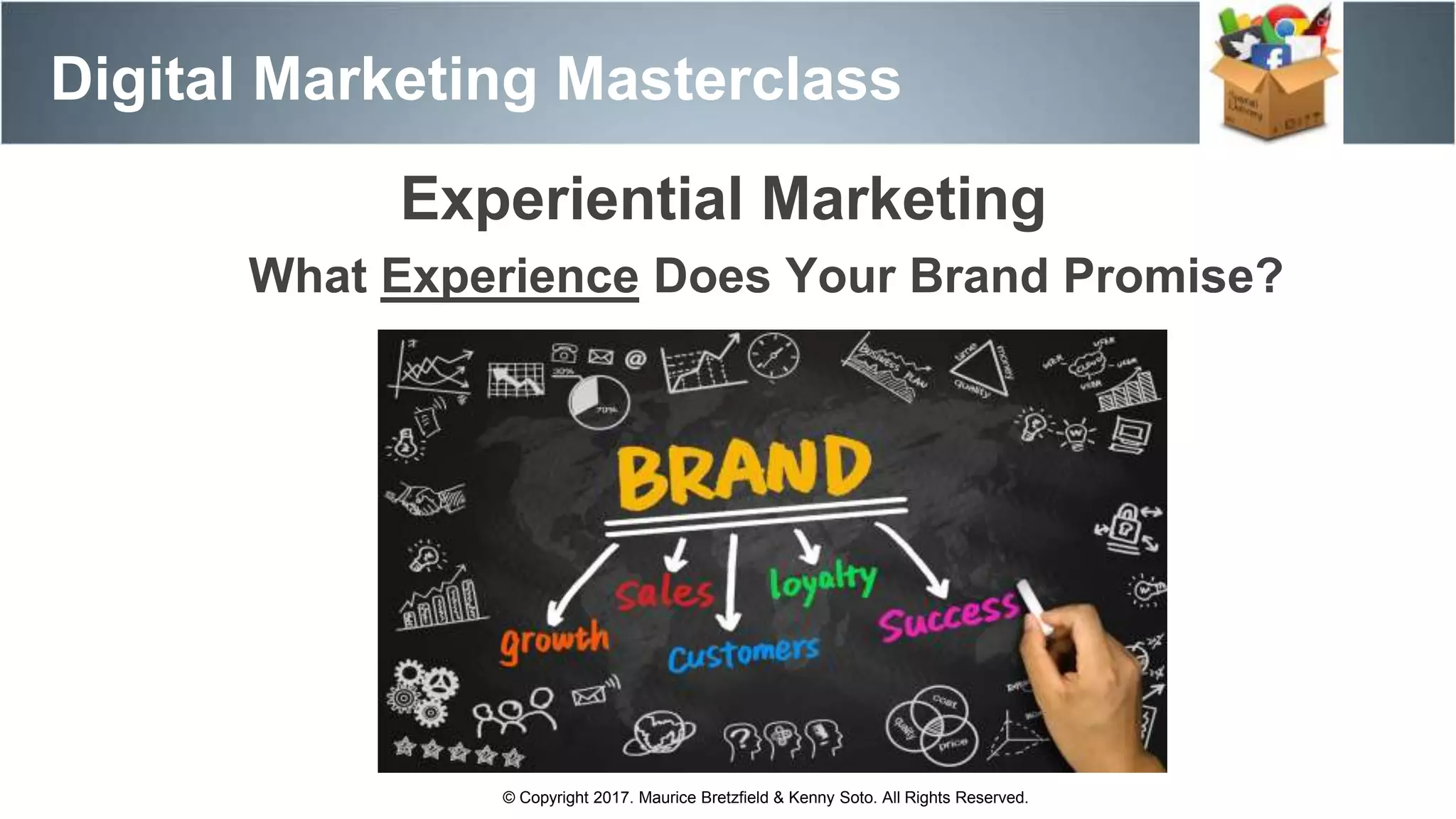 Experiential Marketing
What Experience Does Your Brand Promise?
Digital Marketing Masterclass
© Copyright 2017. Maurice Bretzfield & Kenny Soto. All Rights Reserved.
 
