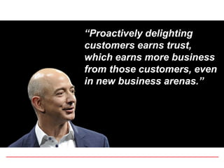 “Proactively delighting
customers earns trust,
which earns more business
from those customers, even
in new business arenas.”
 