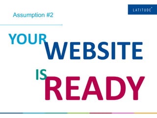 Assumption #2
YOUR
WEBSITE
READY
IS
 