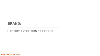 BRAND:
HISTORY, EVOLUTION & LEXICON
 
