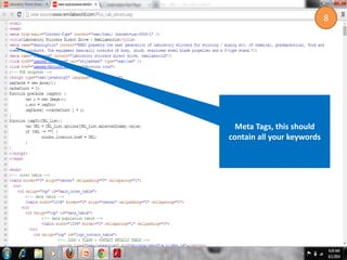Meta Tags, this should
contain all your keywords
8
 