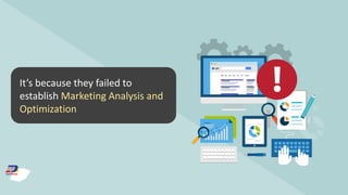It’s because they failed to
establish Marketing Analysis and
Optimization
 