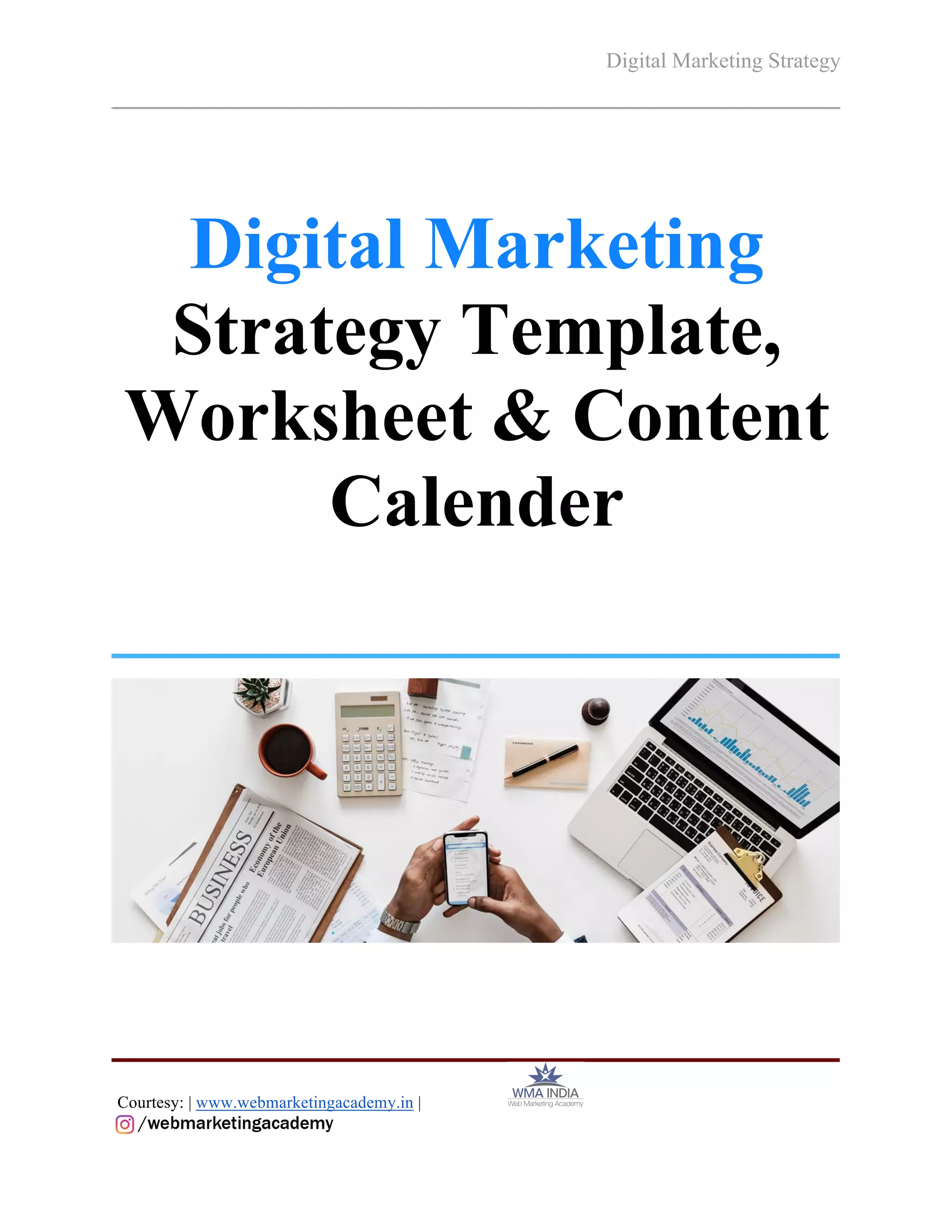 Digital Marketing Strategy Template - 2019 (Worksheet, Content Calendar ...