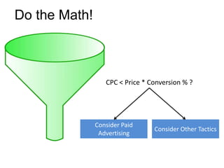 Do the Math!



               CPC < Price * Conversion % ?
 