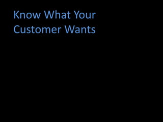 Know What Your
Customer Wants
 