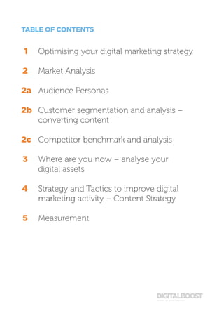 power up your business
TABLE OF CONTENTS
	1	 Optimising your digital marketing strategy
	2	Market Analysis
	
2a	Audience P...