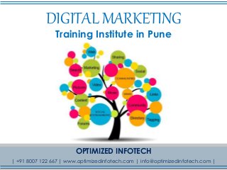 DIGITAL MARKETING
Training Institute in Pune
OPTIMIZED INFOTECH
| +91 8007 122 667 | www.optimizedinfotech.com | info@optimizedinfotech.com |
 