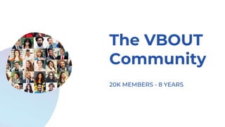 20K MEMBERS - 8 YEARS
The VBOUT
Community
 