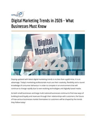 Top Digital Marketing Trends in 2026 Every Business Must Know | PDF