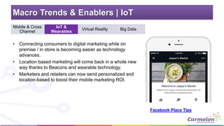 Macro Trends & Enablers | IoT
Mobile & Cross
Channel
IoT &
Wearables
Virtual Reality Big Data
• Connecting consumers to di...