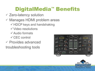 DigitalMedia ™  Benefits <ul><li>Zero-latency solution </li></ul><ul><li>Manages HDMI problem areas </li></ul><ul><ul><li>...