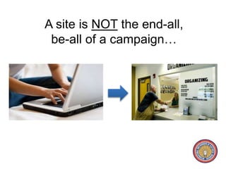 A site is NOT the end-all, 
be-all of a campaign… 
 