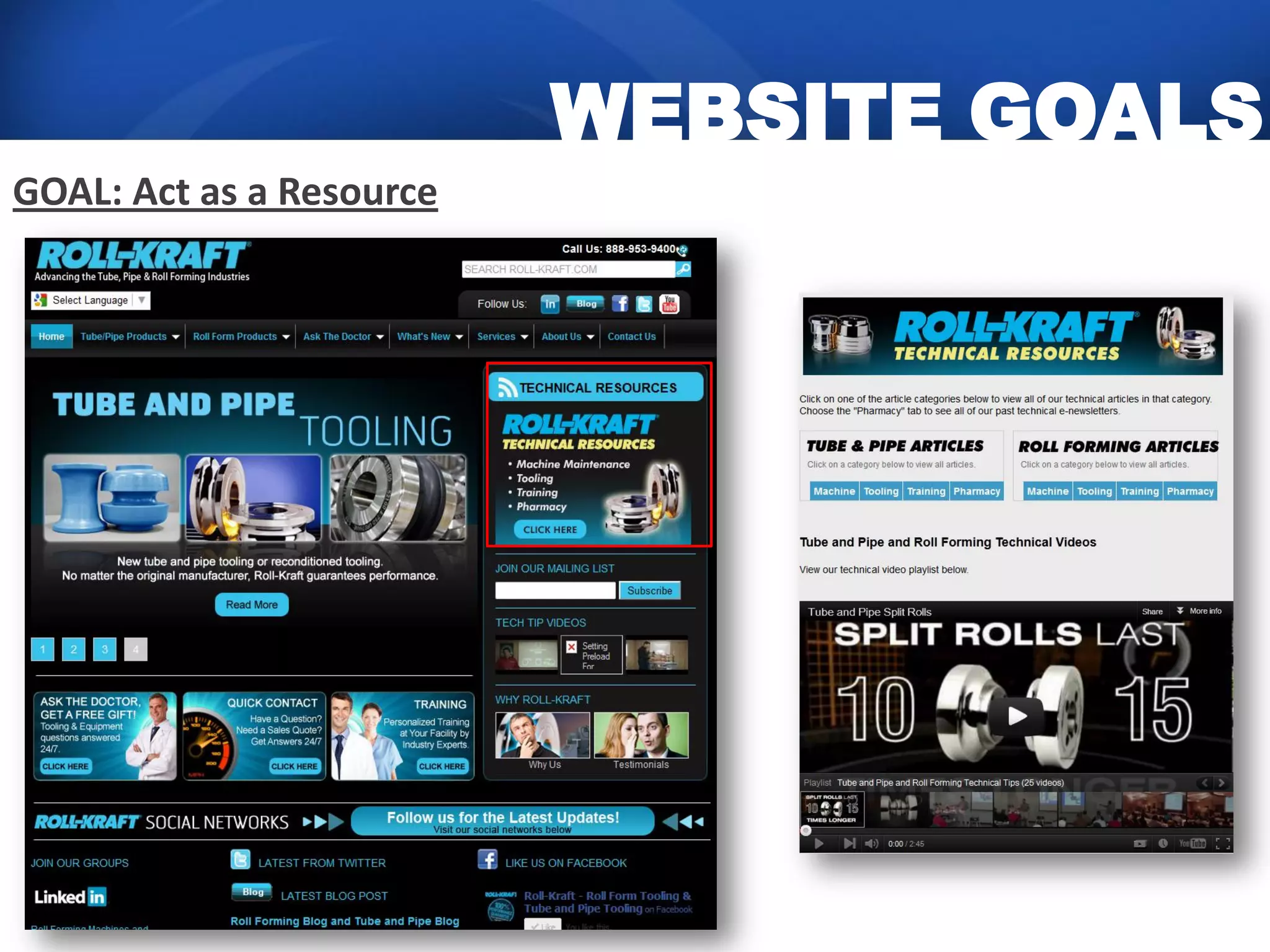 WEBSITE GOALS
GOAL: Act as a Resource
 