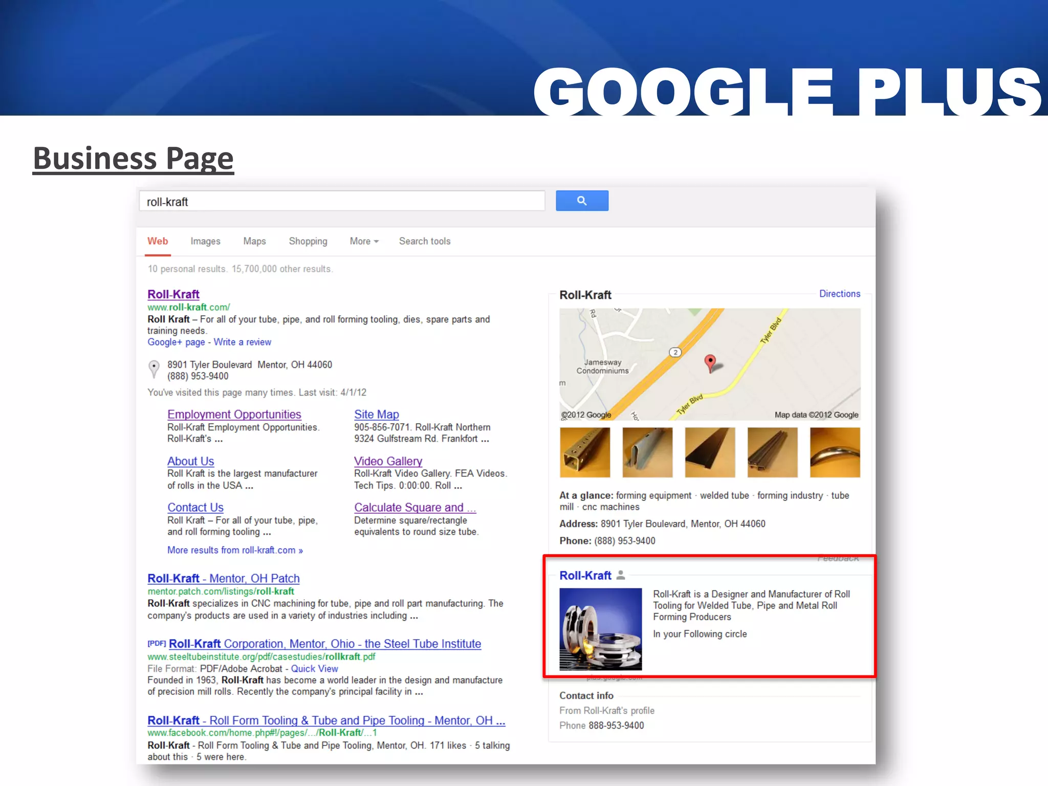 GOOGLE PLUS
Business Page
 