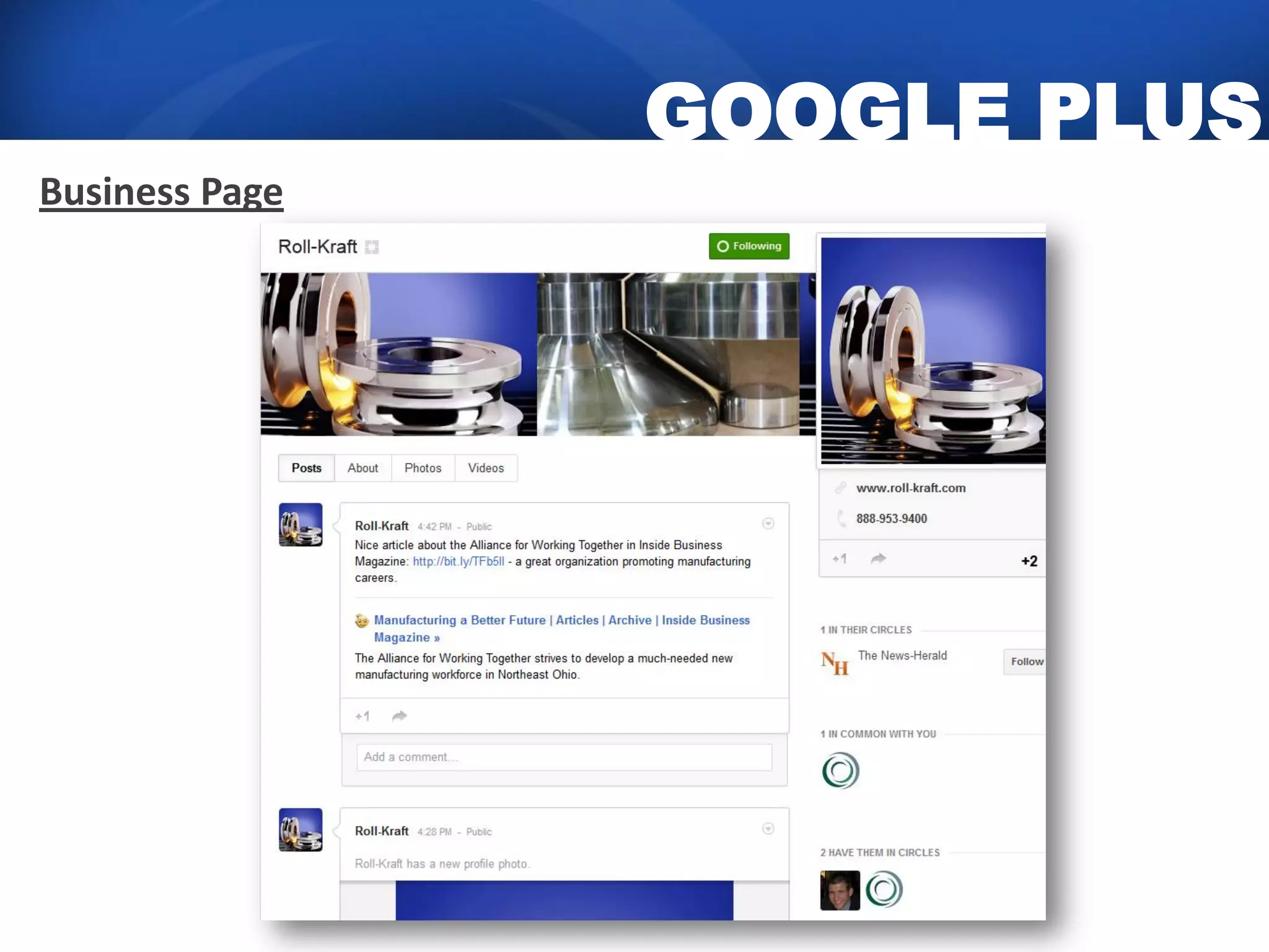 GOOGLE PLUS
Business Page
 