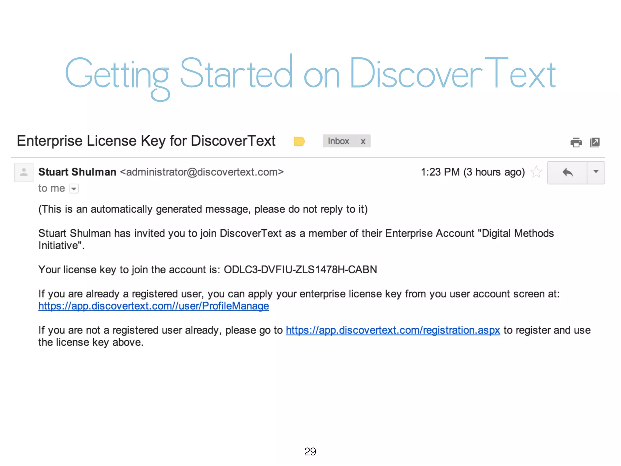 Getting Started on DiscoverText

!29

 