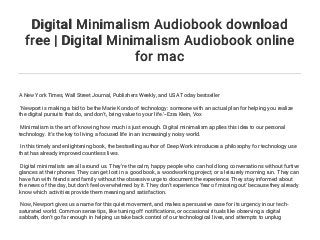 Digital Minimalism Audiobook download free | Digital Minimalism Audio…