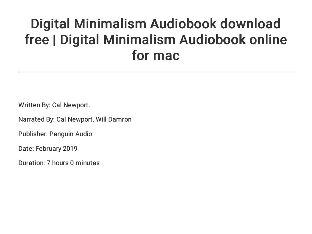 Digital Minimalism Audiobook download free | Digital Minimalism Audio…