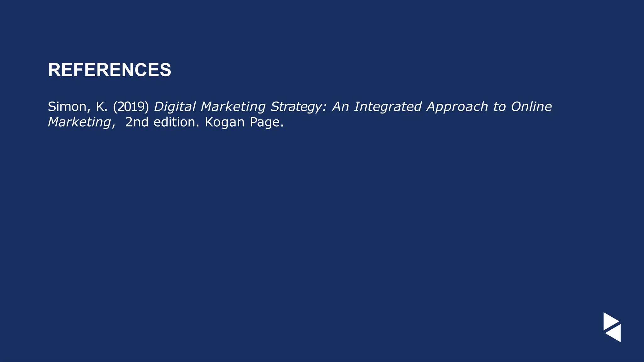 REFERENCES
Simon, K. (2019) Digital Marketing Strategy: An Integrated Approach to Online
Marketing, 2nd edition. Kogan Page.
 