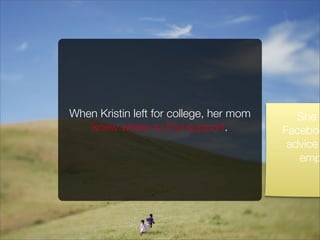 When Kristin left for college, her mom
knew where to ﬁnd support.
She a
Faceboo
advice
emp
 