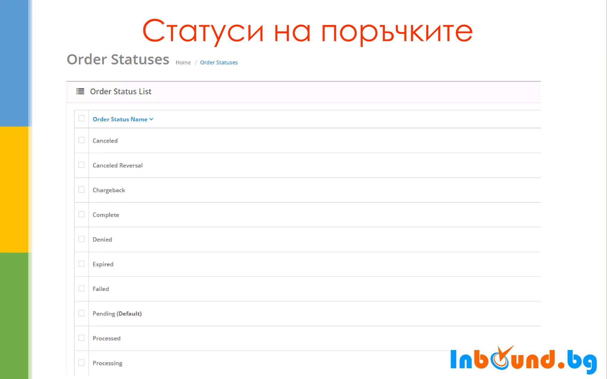 Статуси на поръчките  