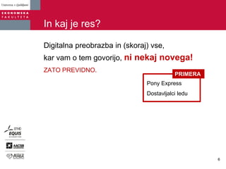 In kaj je res?
Digitalna preobrazba in (skoraj) vse,
kar vam o tem govorijo, ni nekaj novega!
ZATO PREVIDNO.
Pony Express
Dostavljalci ledu
PRIMERA
6
 