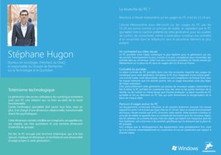 La revanche du PC ?

                                                                     Réactions à l’étude médiamétrie sur les usages du PC chez les 15-24 ans.

                                                                     L’étude Médiamétrie pour Microsoft sur les usages du PC par les
                                                                     15-24 ans sonne comme un principe de réalité, en rappelant que le PC
                                                                     (portable) reste la machine préférée de cette génération, pour ses qualités
                                                                     de confort, de connectivité, même si l’ordinateur constitue une centralité
                                                                     d’un ensemble dont le téléphone sera le deuxième élément le plus
                                                                     présent.



Stéphane Hugon
                                                                     Un contrepied aux idées reçues
                                                                     Le PC portable reste l’objet numérique le plus légitime pour la génération qui est,
                                                                     de surcroît, historiquement la plus investie et la plus compétente pour l’ensemble des
                                                                     activités liées au numérique. Voilà l’une des conclusions possibles de l’étude menée par
Docteur en sociologie, chercheur au CeaQ                             Médiamétrie sur la place du PC dans les usages des 15-24 ans en France.
et responsable du Groupe de Recherche
sur la Technologie et le Quotidien                                   Centralité du portable
                                                                     La place centrale du PC portable dans une très écrasante majorité des usages du
                                                                     numérique pour cette génération, fait glisser le PC d’un imaginaire d’une culture geek -
                                                                     une activité isolée, voire désocialisée, centrée sur une compétence technique forte, avec
                                                                     les risques inhérents que l’on aborde parfois, vers un usage resocialisé, voire plus léger,
                                                                     de l’objet ordinateur.
                                                                     C’est particulièrement cette génération qui pousse de nouveaux usages, notamment le
Totémisme technologique                                              fait d’utiliser le PC portable en coprésence avec des amis ou les autres membres de la
                                                                     famille, ou de l’utiliser en même temps que d’autres pratiques. La place nouvelle du PC
                                                                     portable se fait au détriment du PC fixe, qui subit directement la réorganisation de la
La génération des jeunes utilisateurs du numérique entretient        place de chaque objet.
avec son PC une relation qui va bien au-delà de la seule
fonctionnalité.                                                      Parcours d’usages autour du PC
Certes l’ordinateur (portable) doit savoir tout faire, mais en       Les équipements continuent d’évoluer, et de manière extensive, puisque l’on trouve
plus, il se charge d’une dimension relationnelle, transitionnelle    aujourd’hui entre 5 et 6 écrans par foyer chez les 15-24 ans. Dans ce nouvel environnement
disent les psychologues.                                             technique, l’étude montre que le PC, là encore, reste central. Cette position constitue un
                                                                     principe de réalité, et apparaît dans un contexte de fascination pour les nouveaux objets,
                                                                     tels les tablettes, les consoles de jeux, mais des objets qui restent soit marginaux dans les
Cette dimension cachée cristallise son imaginaire, ses appétences,   faits (tablettes), soit cantonnés à des activités spécifiques qui ne réduisent pas la place du
ses utopies, ses rites quotidiens et une certaine dimension          PC portable.
d’identité de groupe.                                                Ceci indique que le développement des équipements reste probablement fort, mais
                                                                     qu’il se présente vraisemblablement en conjonction et non en substitution par rapport à
                                                                     d’autres objets.
De fait, le PC occupe une fonction totémique, qui à la fois
rassure, implique et démarque un territoire et une temporalité
d’usage propre à cette génération.
 