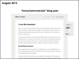 August 2013
“funny/controversial” blog post
 