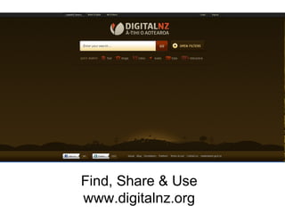 Find, Share & Use www.digitalnz.org 