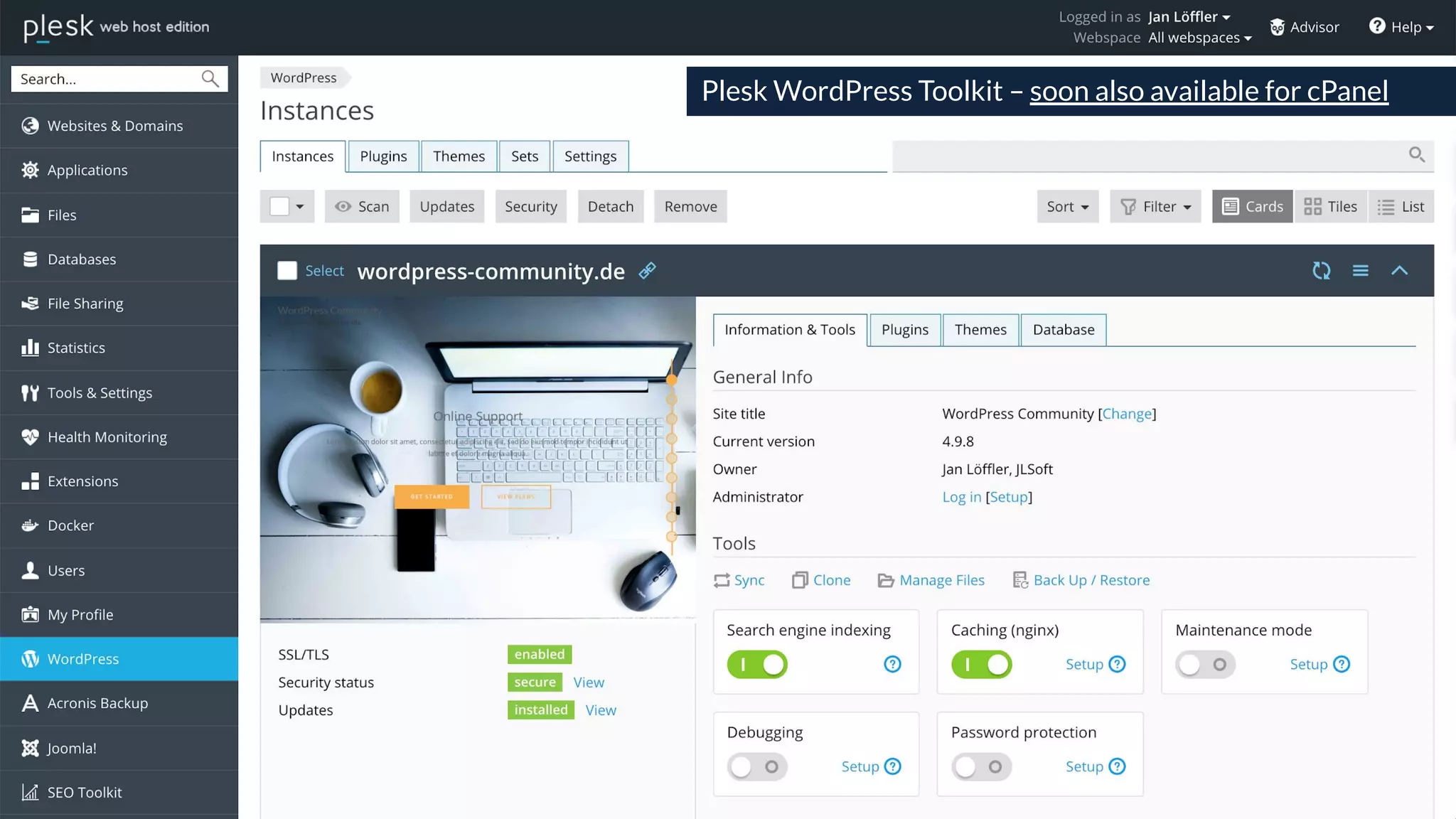 Plesk WordPress Toolkit – soon also available for cPanel
 