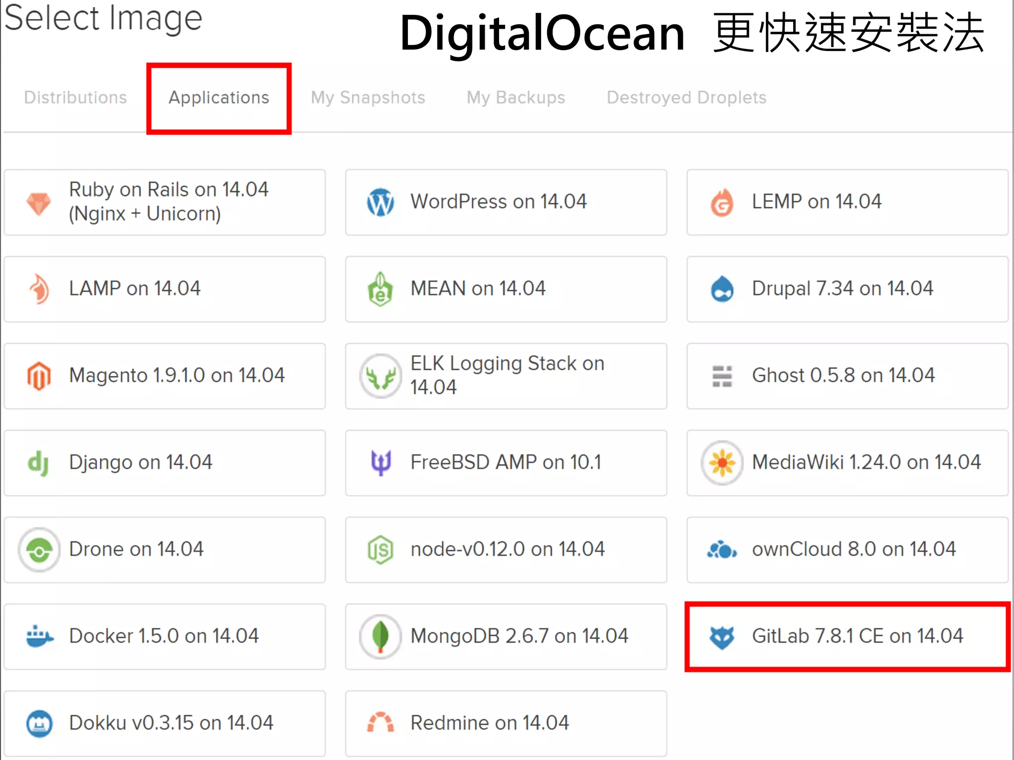 DigitalOcean 更快速安裝法
 