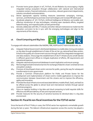 Digital Pakistan Policy by Ministry of IT Pakistan | PDF