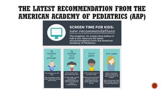 THE LATEST RECOMMENDATION FROM THE
AMERICAN ACADEMY OF PEDIATRICS (AAP)
 