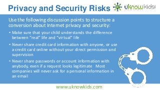 Privacy and Security Risks
Use the following discussion points to structure a
conversion about Internet privacy and securi...