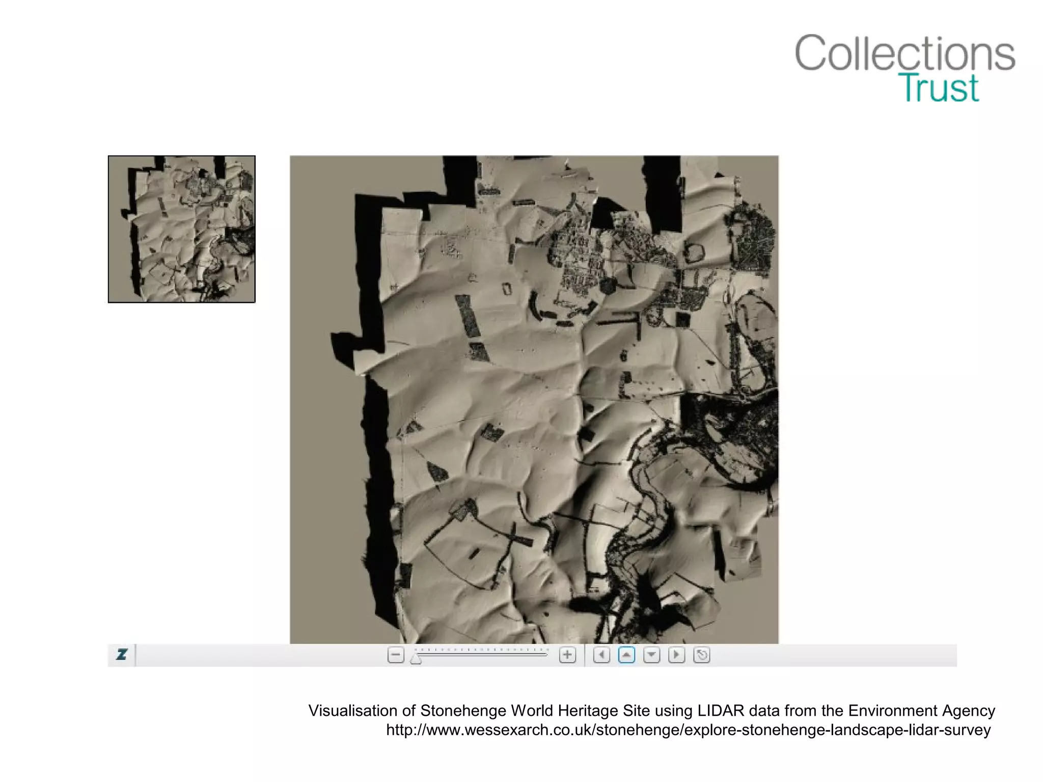 Visualisation of Stonehenge World Heritage Site using LIDAR data from the Environment Agency
http://www.wessexarch.co.uk/stonehenge/explore-stonehenge-landscape-lidar-survey
 