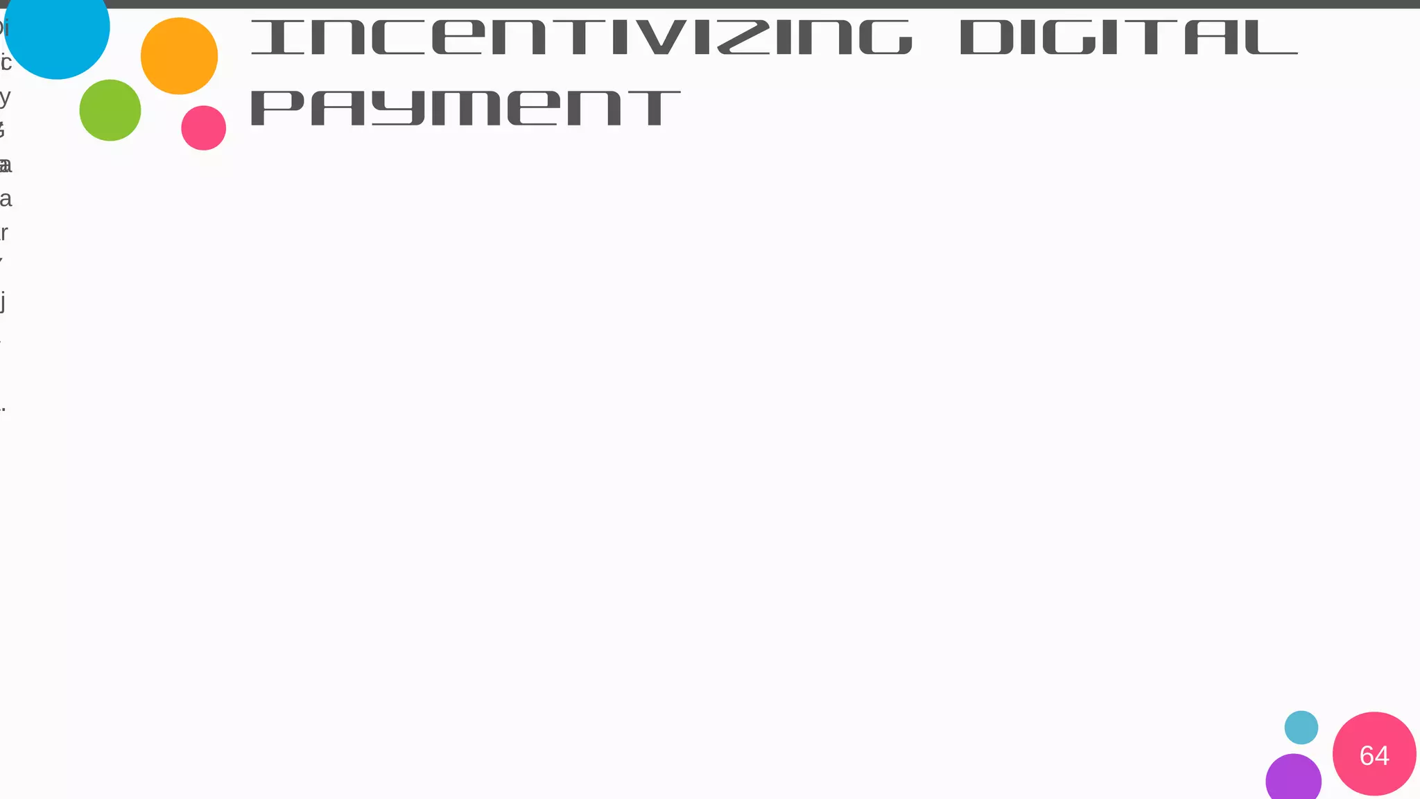 Incentivizing Digital
Payment
64
L
uc
y
G
a
a
Y
oj
a
n
a.
Di
gi
V
a
p
ar
Y
oj
a
n
a
 