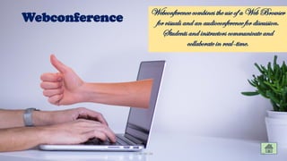 Webconference
Webconference combines the use of a Web Browser
for visuals and an audioconference for discussion.
Students and instructors communicate and
collaborate in real-time.
CC-BY-NC-SA 36
 