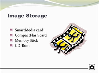 Image Storage SmartMedia card CompactFlash card Memory Stick  CD-Rom 