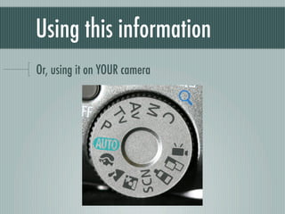 Using this information
Or, using it on YOUR camera
 