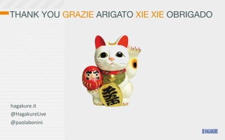 THANK YOU GRAZIE ARIGATO XIE XIE OBRIGADO




hagakure.it
@HagakureLive
@paolabonini
 