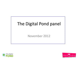 The Digital Pond panel

     November 2012
 