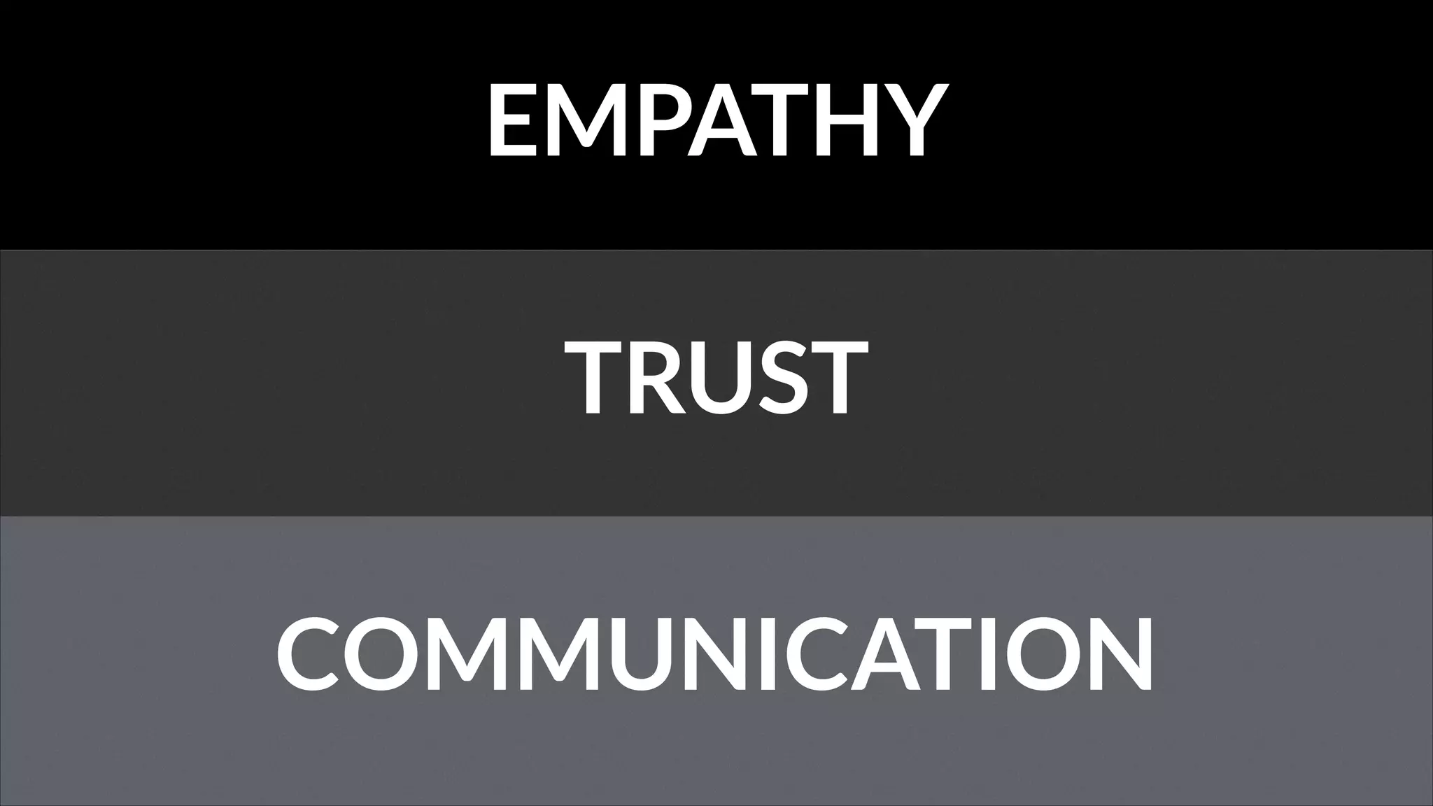 EMPATHY
TRUST
COMMUNICATION

 