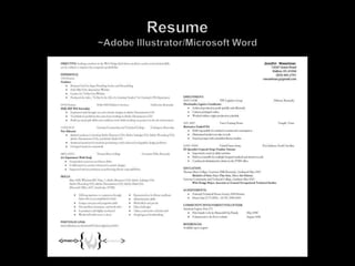 Resume~Adobe Illustrator/Microsoft Word 