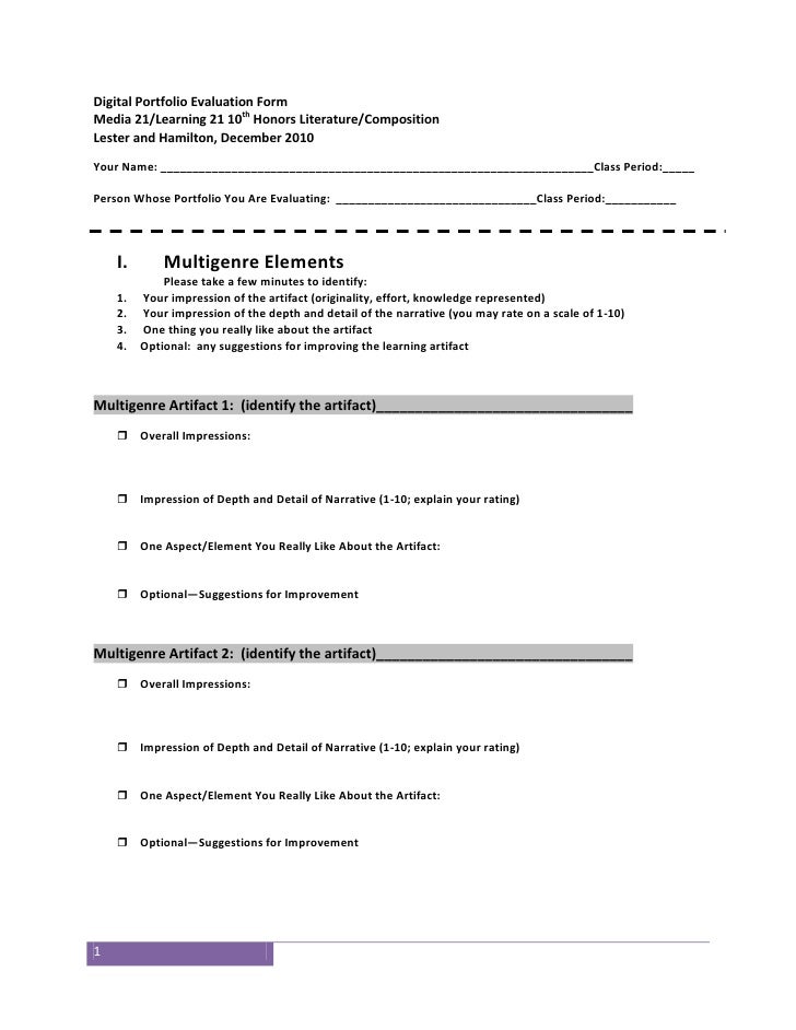 digital portfolio peer evaluation form digital portfolio evaluation formmedia 21learning 21 10th honors literaturecompositionlester and hamilton - Peer Evaluation Form digital portfolio peer evaluation form digital portfolio evaluation formmedia 21learning 21 10th honors literaturecompositionlester and hamilton - Peer Evaluation Form